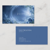 Blue Rose Floral and Luminous Cosmic Night Visitenkarte (Vorne/Hinten)