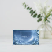 Blue Rose Floral and Snowy Mountain Night Frame Visitenkarte (Stehend Vorderseite)