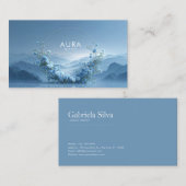 Blue Rose Floral Arch Misty Mountain Lake Visitenkarte (Vorne/Hinten)