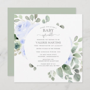 Blue Rose Floral Baby Sprinkle Einladung