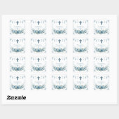 Blue Rose & Floral Cross Baptism Thank You Sticker (Blatt)