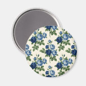 Blue Rose Floral Pattern Magnet (Vorderseite/Rückseite)