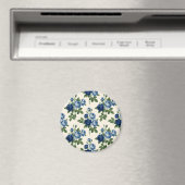 Blue Rose Floral Pattern Magnet (In Situ (Geschirrspüler))