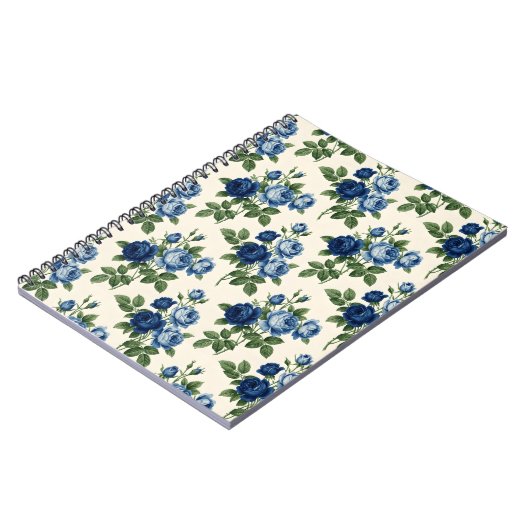 Blue Rose Floral Pattern Notizblock (Linke Seite)