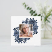 Blue Rose Foto Beerdigung Beileid Dankeskarte (Stehend Vorderseite)