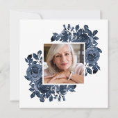 Blue Rose Foto Beerdigung Beileid Dankeskarte (Vorderseite)