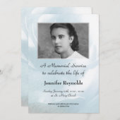Blue Rose Foto Floral Memorial Service Ankündigung (Vorne/Hinten)
