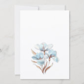 Blue Rose Gold 3D Flowers Einladung (Rückseite)