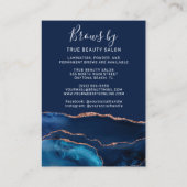 Blue Rose Gold Agate Brows Aftercare Icon Visitenkarte (Rückseite)