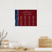 Blue Rose Gold Agate Burgundy Hochzeitssitze Poster (Küche)