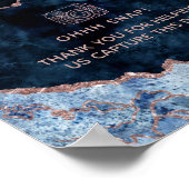 Blue Rose Gold Agate Foto Stand Hochzeitssing Poster (Ecke)