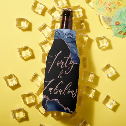 Blue Rose Gold Agate Marble 40 & Fabulous 40. Flaschenkühler (In Situ Sommer)