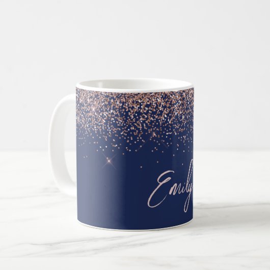 Blue Rose Gold - Blush Pink Glitzer Sparkone Kaffeetasse (Vorderseite Links)
