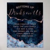 Blue Rose Gold Fogate Open Bar Table Sign Poster (Vorne)