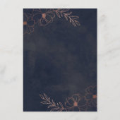 Blue & Rose Gold Forelle Border Dinner Menükarte (Rückseite)