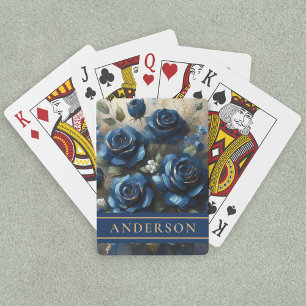Blue Rose Gold Gilding Familienname Spielkarten
