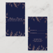 Blue & Rose Gold Glam Botanischer Garten Empfehlungskarte (Vorne/Hinten)