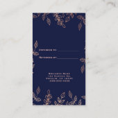 Blue & Rose Gold Glam Botanischer Garten Empfehlungskarte (Rückseite)