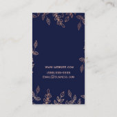 Blue & Rose Gold Glam Botanisches Paradies Visitenkarte (Rückseite)