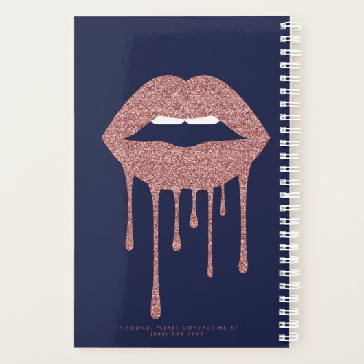 Blue Rose Gold Glitzer Drilling Lips Planer (Rückseite)