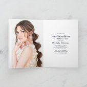 Blue Rose Gold Glitzer Quinceñera Foto Einladung (Innenseite)