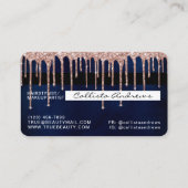 Blue Rose Gold Glitzer Tropfen Credit Visitenkarte (Rückseite)