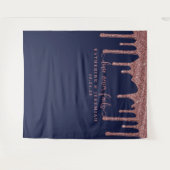 Blue Rose Gold Glitzer Tropfen Hochzeitsvorhang Wandteppich (Vorderseite (Horizontal))