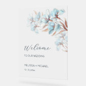 Blue  Rose Gold Layered Flowers Transparent Acrylschild (Winkel)