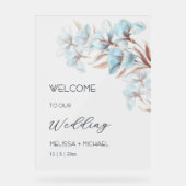 Blue  Rose Gold Layered Flowers Transparent Acrylschild (Vorderseite)