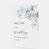 Blue  Rose Gold Layered Flowers Transparent Acrylschild (Winkel)