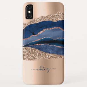 Blue & Rose Gold Liquid Ink Elegantes Agate Marble Case-Mate iPhone Hülle