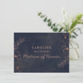 Blue Rose Gold Matron of Honorar Vorschlag Card (Stehend Vorderseite)