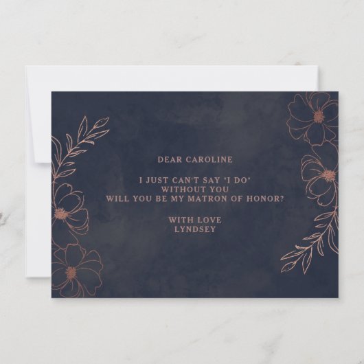 Blue Rose Gold Matron of Honorar Vorschlag Card (Rückseite)