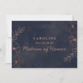 Blue Rose Gold Matron of Honorar Vorschlag Card (Vorderseite)