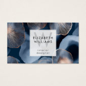 Blue Rose Gold Monogram Modern Business Card (Vorderseite)