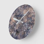 Blue & Rose Gold Paint Splatter Abstract Glamour Runde Wanduhr (Winkel)