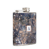 Blue & Rose Gold Paint Spritzer Abstrakter Glamour Flachmann (Rechts)