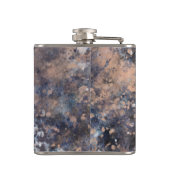 Blue & Rose Gold Paint Spritzer Abstrakter Glamour Flachmann (Rückseite)