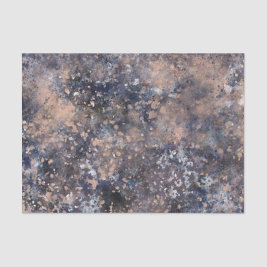 Blue & Rose Gold Paint Spritzer Abstrakter Glamour Seidenpapier (Vorderseite)