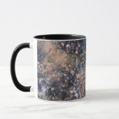 Blue & Rose Gold Paint Spritzer Abstrakter Glamour Tasse (Links)