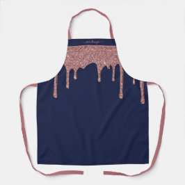 Blue Rose Gold Sparkle Glitzer Tropfen Schürze