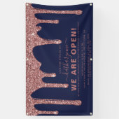 Blue Rose Gold Sparkline Glitzer Tropfen Business Banner (Vertikal)