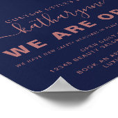 Blue Rose Gold Sparkline Glitzer Tropfen Business Poster (Ecke)