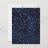 Blue Rose Gold Sprinkled Confetti Wedding RSVP Karte (Rückseite)