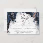 Blue Rose Gold Watercolor Geode UAWG2 Card RSVP Karte (Vorderseite)