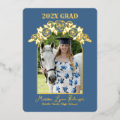 Blue Rose Graduate Folieneinladung (Vorderseite)