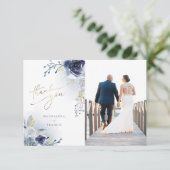 Blue Rose Hochzeit Dankeschön Karte (Stehend Vorderseite)