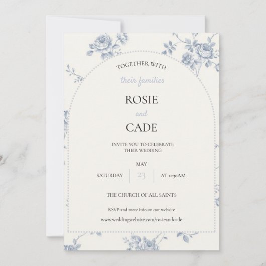 Blue Rose Hochzeit Einladung (Vorderseite)