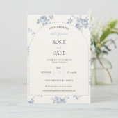 Blue Rose Hochzeit Einladung (Stehend Vorderseite)