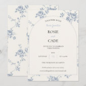 Blue Rose Hochzeit Einladung (Vorne/Hinten)